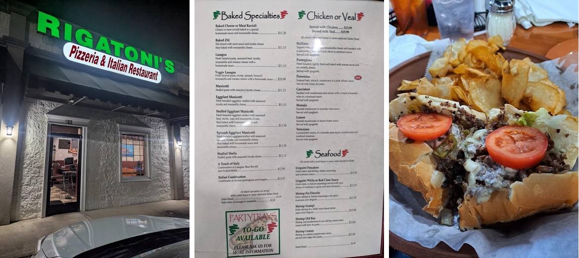 Rigatoni's Pizzeria & Italian Menu
