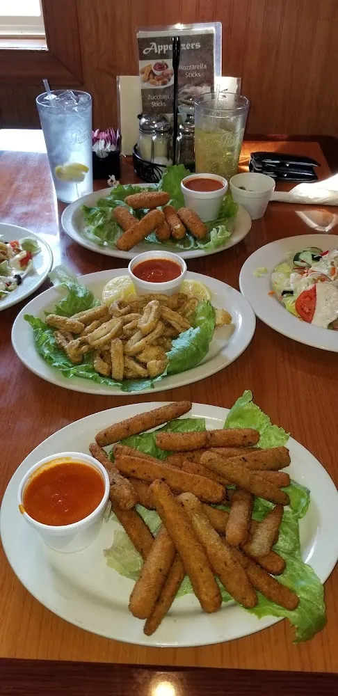 Fried Zucchini Sticks Calamari and Mozzarella Sticks with Warm Marinara Sauce